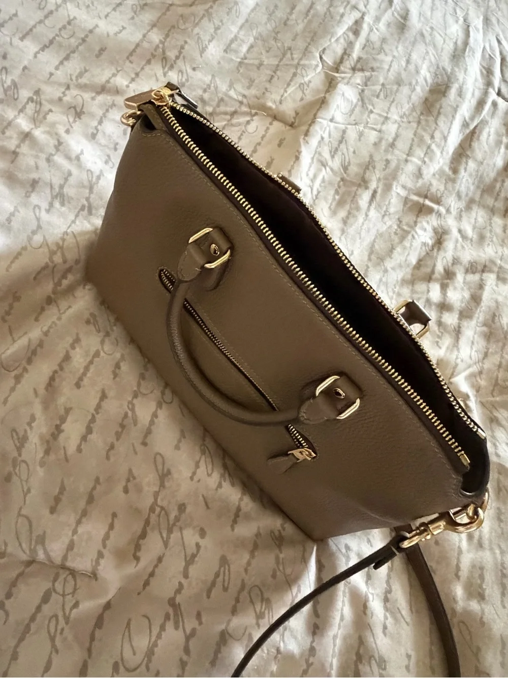 COACH Brown Pebbled Leather Satchel with Gold Hardware